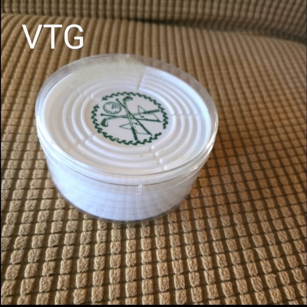 VINTAGE set of 6 plastic GOLF themed coasters on original plastic case
